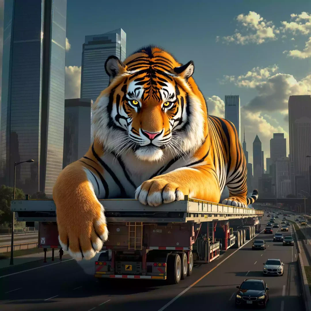 ai-gigantic-tiger-on-truck
