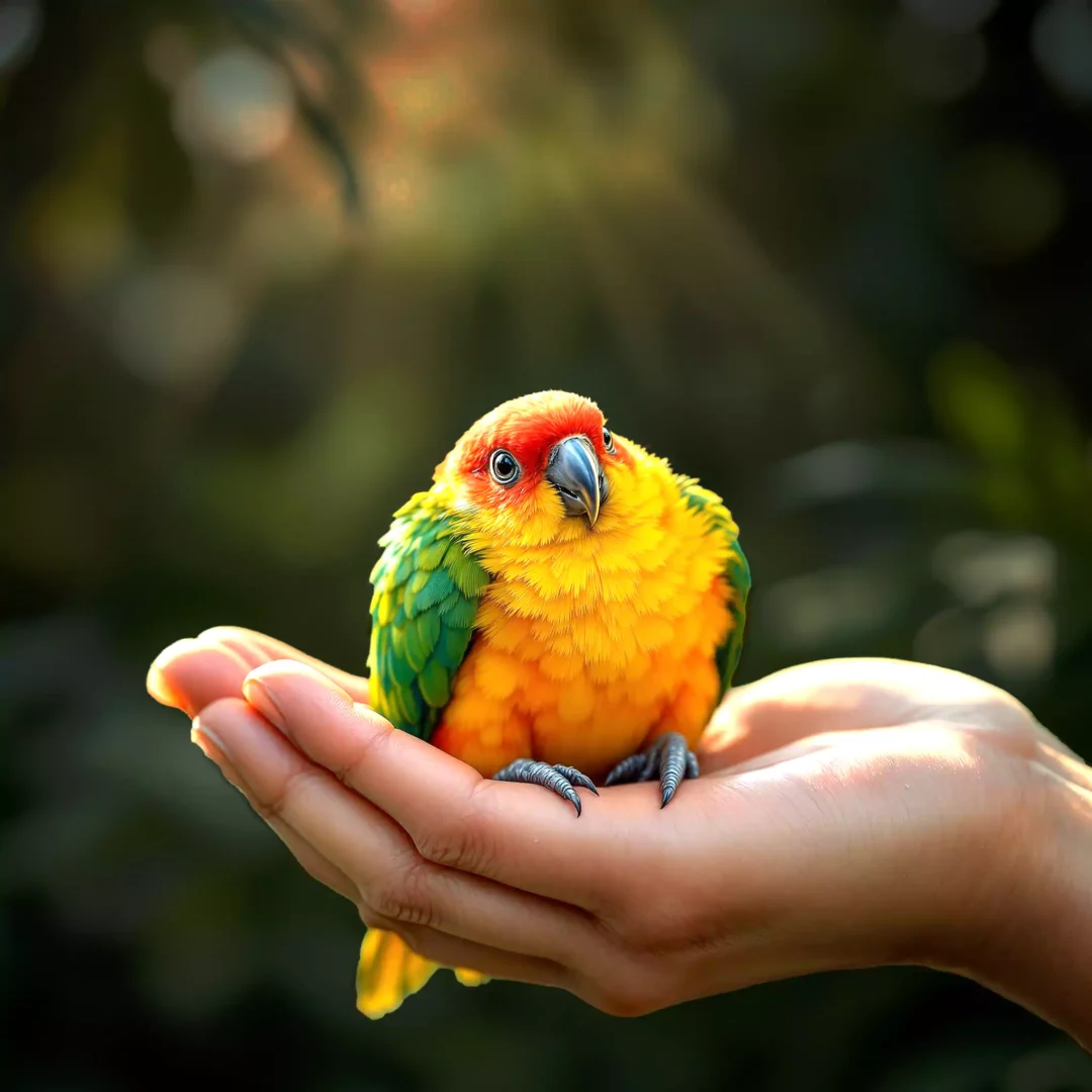 ai-pocket-sized-parrat-on-human-palm