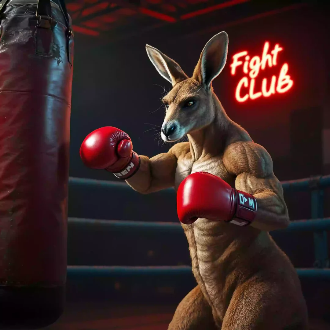 jacked-Kangarooshadowboxing-in-the-boxing-ring