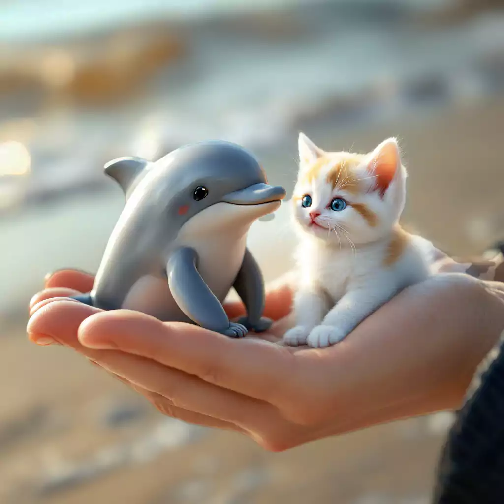 miniature-ai-dolphin -and-ai-kitten