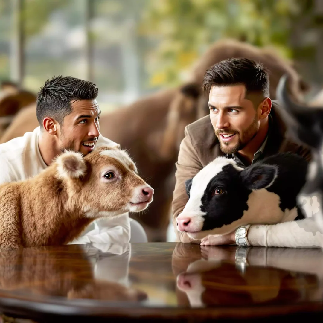 miniature-bison-cow-with-ronaldo-and-messi