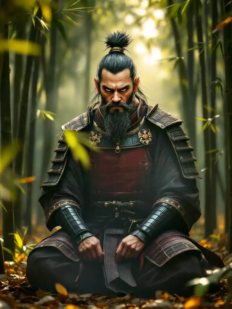 Mythical Samurai Warrior in a Bamboo Forest