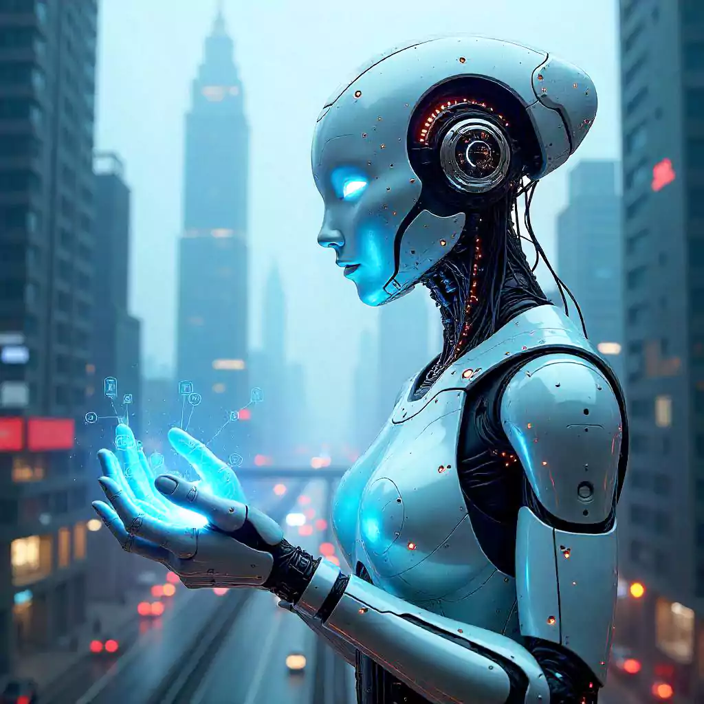 ai-powered-android-with-a-sleek-chrome-body-and-neural-link-interface