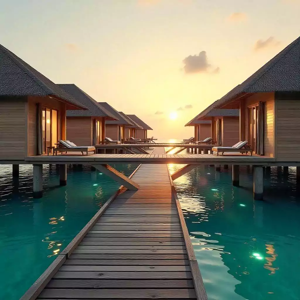 floating-overwater-bungalows-at-sunrise