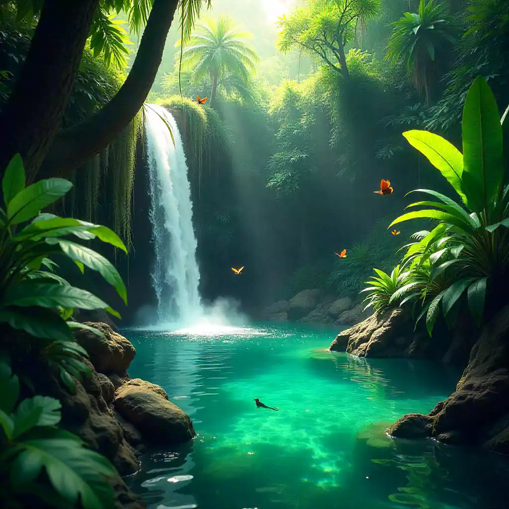 hidden-jungle-lagoon-with-a-waterfall