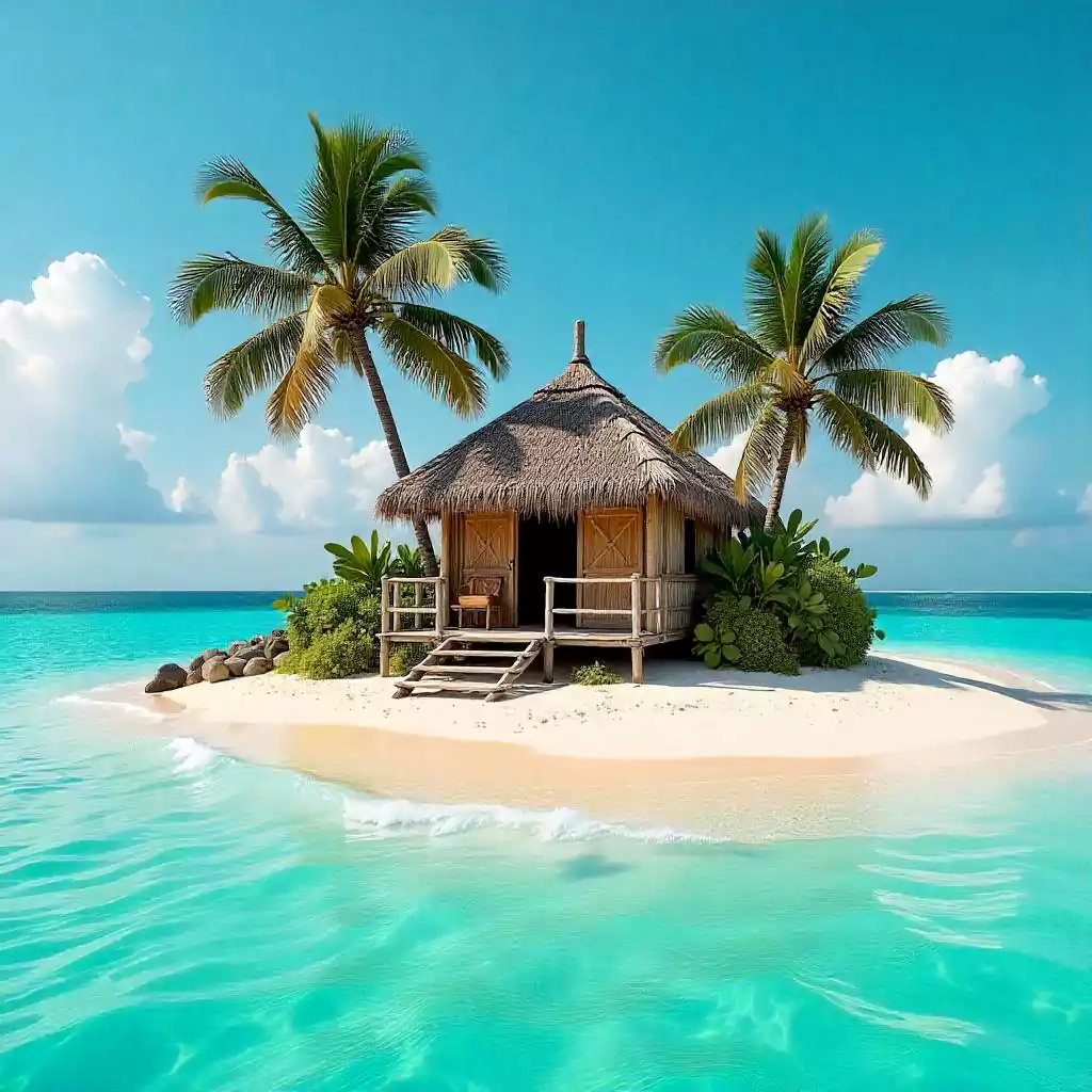 secluded-island-with-a-bamboo-beach-hut